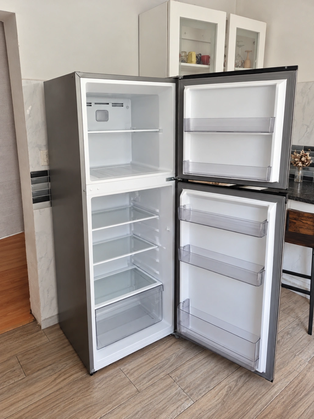 Refrigerador de dos puertas plateado